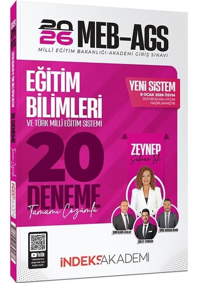 Yeni Ags Sistemi - İndeks Akademi 2026 Meb-ags Eğitim Bilimleri Ve Türk Milli Eğitim Sistemi 20 Deneme Çözümlü - Zeynep Salman İçli İndeks Akademi Yayıncılık
