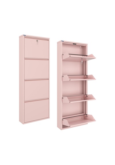 Ceha Kilitli 4'lü Metal Ayakkabılık - Toz Pembe/blush K.AYK-4/M3885/KL