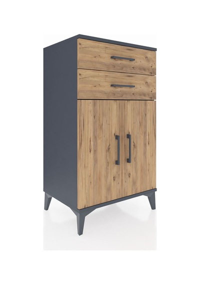 Hyperion Komodin Tek Raflı 2 Çekmeceli 2 Kapaklı 60x44x106 An... Antrasit