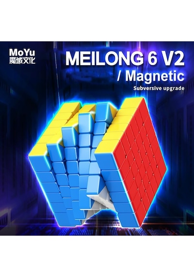 Xmdcuber Moyu Meilong 6 M Speed Cube 6 X 6 Manyetik Çıkartmasız, Meilong 6 M V2 Speed Cube 6x6x6 Manyetik Sihirli Kü