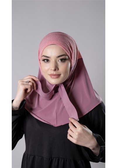 Hürrem Bone Gül Kurusu Pratik Hazır Geçmeli Tesettür Eşarp Sandy Kumaş Arkadan Çıtçıtlı 2206 18