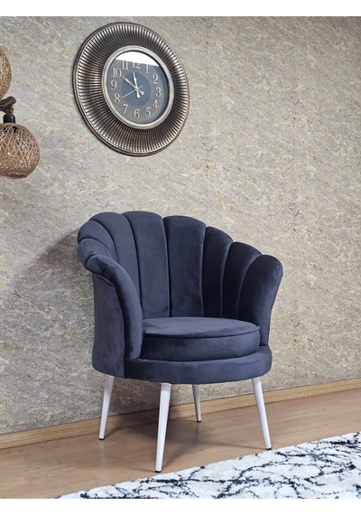 Zafir Tekli İstiridye Beyaz Boyalı Sivriltme Ayak Çay Seti Koltuk Tekli Berjer , Balkon, Salon, Ofis Füme