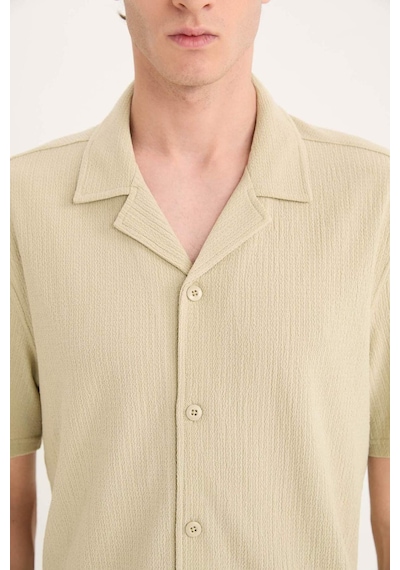 Defacto 	Modern Fit Polo Yaka Dokulu Penye Kısa Kollu Gömlek C4125AX25SM Haki