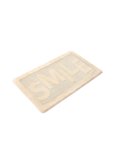 Doğal Kaymaz Taban Banyo Paspas Uzun Ömürlü Yumuşak Dokulu Su Emici Yıkanabilir Smile 60x100 Krem