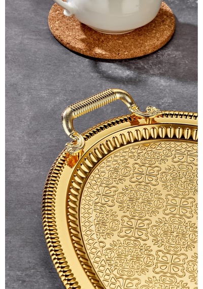 Cooker Metal Battal Boy Oval Gold Sunum Tepsisi 57x37 Cm Ckr3542 Diğer
