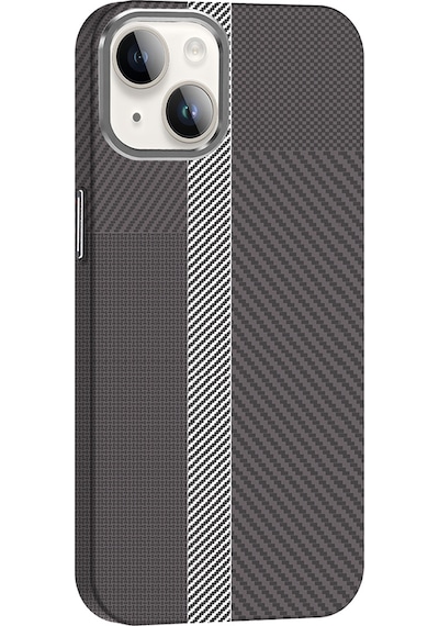 Apple Uyumlu iPhone 16 Kılıf M-safe Şarj Özellikli Karbon Fiber Görünümlü Gros Kapak Siyah