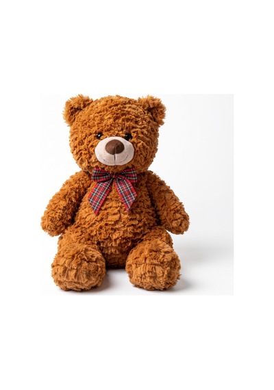 Pl50243 50 Cm Ayı Ekose Kurdelalı Peluş Oyuncak Kahverengi
