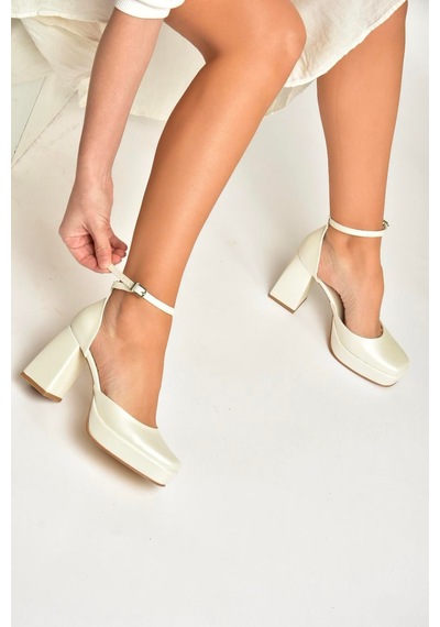Fox Shoes Y246043009 Sedef Kalın Platform Topuklu Abiye Ayakkabı SEDEF