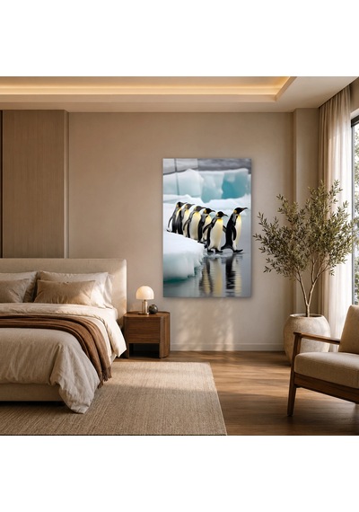 Penguen Grubu Çerçevesiz Cam Tablo