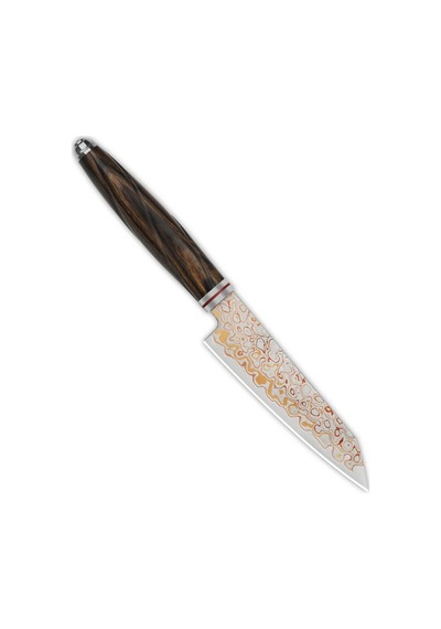 Qsp Mutfak Bıçağı Kiritsuke Çöl Demir Ahşap Sap Pirinç Bakır Damascus Çelik Mulan Serisi Soyma Bıçağı Qs-kk-005c Kum