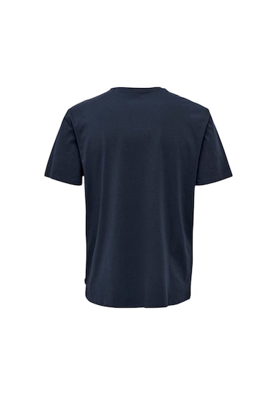 Only O Yaka Baskılı Turuncu Erkek T-shirt 22025271 Lacivert