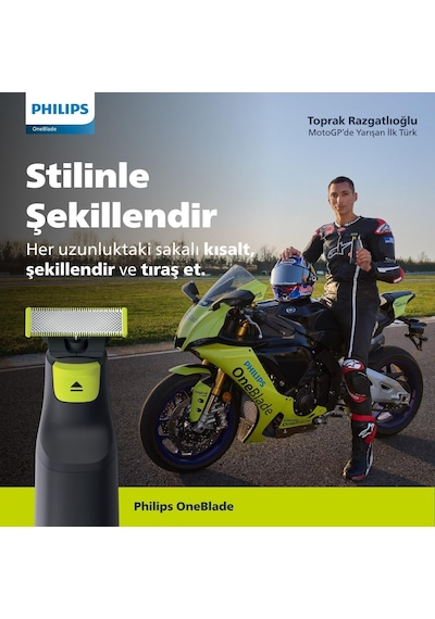 Philips Oneblade Yüz İçin Hibrit Tıraş Makinesi Sakal Şekillendirici 5'i 1 Arada Ayarlanabi