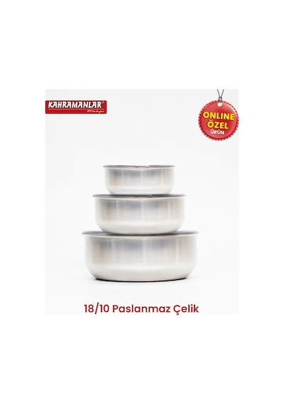 Kahramanlar Chef Box 3 Lü Çelik Saklama Kabı 6 Parça Gri