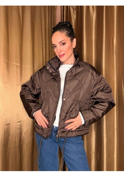 Ali Butik Kahve Kapitone Altı Bağlamalı Mont Kahverengi