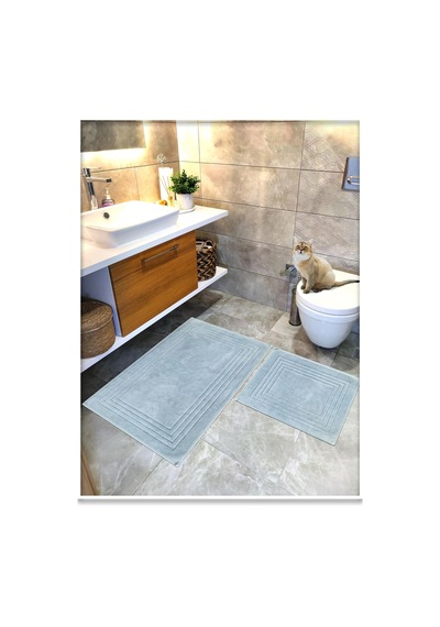 Cottoncrafty %100 Pamuk Dokuma Su Emici Banyo Paspas Seti, Banyo Halısı Vera 2 Li Set 60x100-60x50 Gri Genel