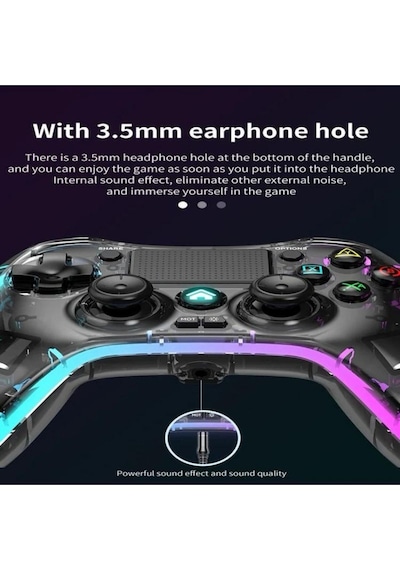Leons Rgb Gamepad Oyun Kolu Şeffaf 1000 Mah Kablosuz Ps3-ps4-tv-pc-ios Uyumlu Wirelles
