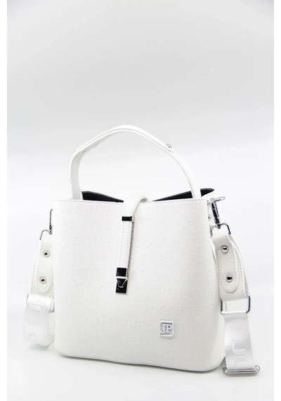 Just Polo Kadın Ters Kilit Çıtçıt Kapama Arkası Cepli El Çantası 21x23cm Beyaz 11053692