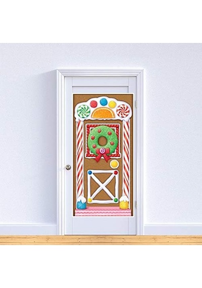 Beistle Baskılı Plastik Zencefilli Ev Kapı Kapağı Kapalı/dış Mekan Noel Partisi Süslemeleri, 76 X 132 Cm, Çok Renkli 256