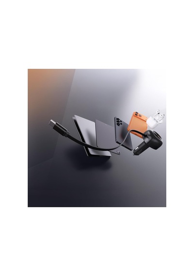 Ca59 Pd 60w Type-c Kablolu Hızlı Şarj Araç Şarj Aleti, Type-c + Usb-a Portlu, Siyah