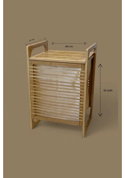 Büro Ev Ofis Dekoru İçin 40x35x60cm Ahşap Bambu Kirli Çamaşır Sepeti Diğer