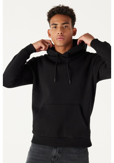 AC&Co / Altınyıldız Classics Standart Fit Normal Kesim Kapüşonlu Kanguru Cepli Pamuklu Erkek Sweatshirt - Siyah AC&Co / Altınyıldız Classics Standart Fit Normal Kesim Kapüşonlu Kanguru Cepli Pamuklu Erkek Sweatshirt - Siyah