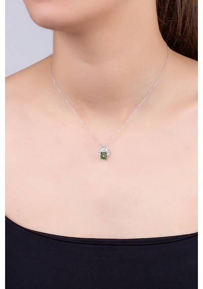 Created Tourmaline Taşlı Clarit Serisi 42 Cm 8 Ayar Beyaz Altın Kolye