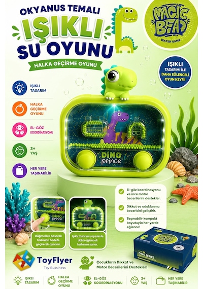 Su Oyunu Water Game Çocuklar İçin Eğlenceli Halka Geçirme Işıklı Dinazor Modelleri 2586bc-l12yeş