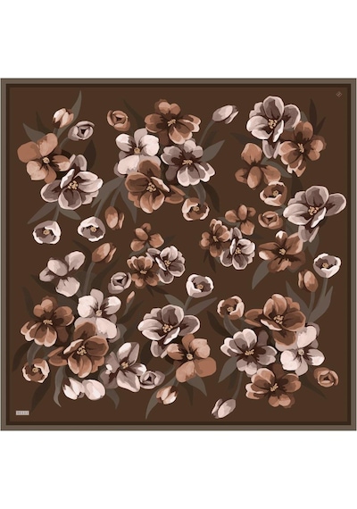 Belli İpek Eşarp - 4330-51 Acı Kahve Twill Lacivert
