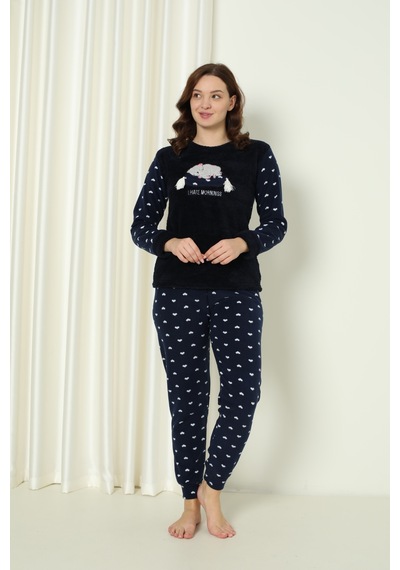 Wordex Fawn 5006 Peluş Welsoft Polar Kışlık Yumoş Kadın Pijama Takımı Uyuyan Kedili 3317 Lacivert Wordex Fawn 5006 Peluş Welsoft Polar Kışlık Yumoş Kadın Pijama Takımı Uyuyan Kedili 3317 Lacivert
