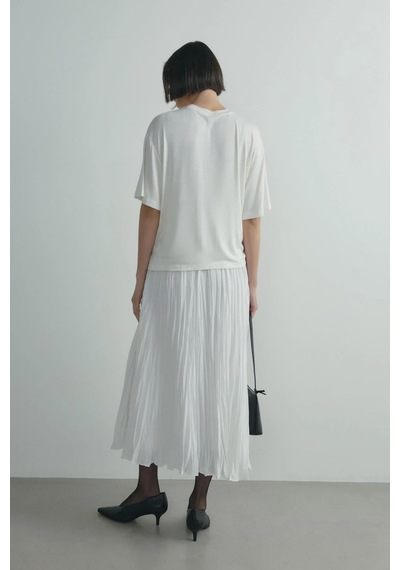 Suud Collection Ekru Atlas Basic Tişört