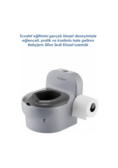 Babyjem Bebeğimin İlk Tuvaleti Sifon Sesli Lazımlık Oturak Soft Gri Çok Renkli