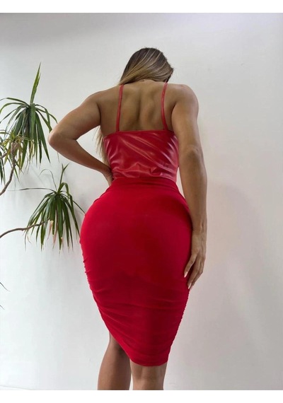 Pink Life Kırmızı Deri Tül Kalem Elb Kırmızı