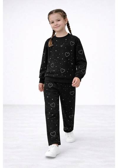 Beka Kids Kız Çocuk Komple Taş Detaylı Pantolonu Cepli Rahat Eşofman Takımı Çok Renkli