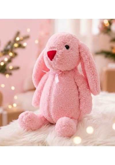 Uyku Arkadaşım Papyonlu Uzun Kulak Bunny Peluş Tavşan 65 Cm Pembe 000 Açık Krem