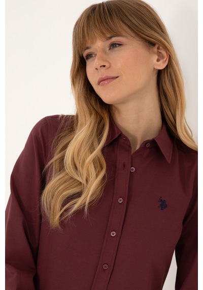 U.S. Polo Assn. Kadın Bordo Uzun Kollu Basic Gömlek 50316711-VR177 U.S. Polo Assn. Kadın Bordo Uzun Kollu Basic Gömlek 50316711-VR177