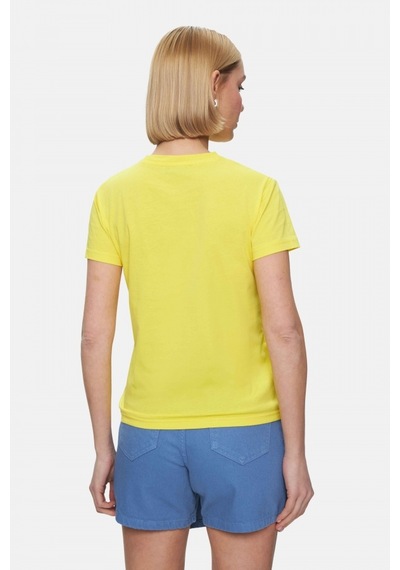 Isolde Açık Sarı Bisiklet Yaka Baskılı Standard Fit Kadın Tshirt Açık Sarı