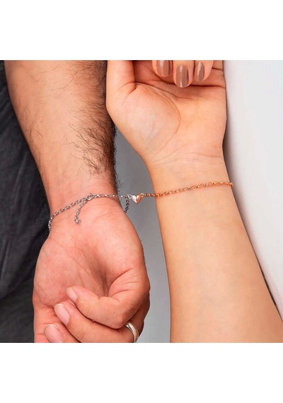 Gümüş Rodyum Rose Çift Kalpli Aşk Bileklik Çok Renkli