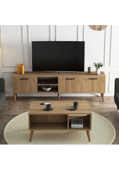 Set 1587-2076 Exxen 180 Cm Tv Ünitesi + Exxen Orta Sehpa - Sepet Rengi