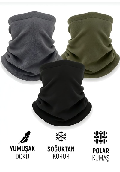Qu-tex Qulothes 3 Lü Kombin Set Termal Polar Soğuk Geçirmez Bere & Boyunluk Unisex Kışlık Ayarlanabilir İp Çok Renkli