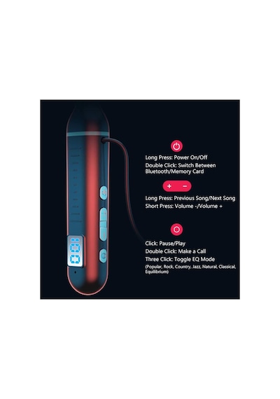 Tb04 Boyun Askılı Dijital Göstergeli Bluetooth Kulaklık 100 Saat Müzik Dinleme Sport Headphone
