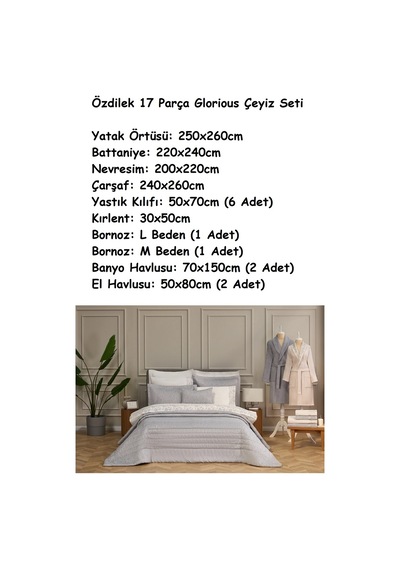 Özdilek 17 Parça -glorious Gri- Çeyiz Seti