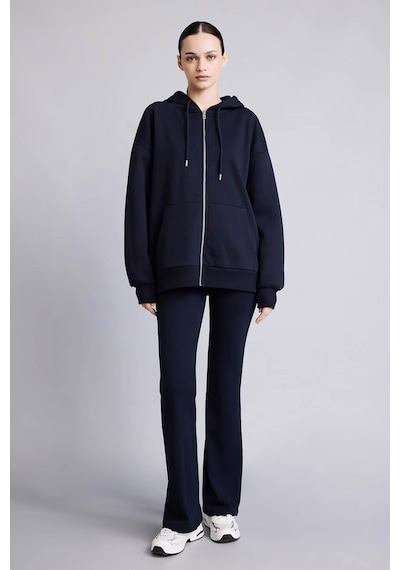 Defacto Pamuklu Oversize Kapüşonlu Lacivert Kadın Sweatshirt V4233az/nv241