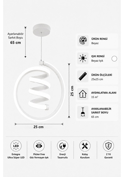 Venor Led Sarkıt Avize Beyaz Işık