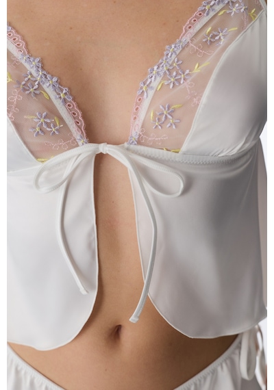 Penti Kırık Beyaz Broderie Saten Bralet