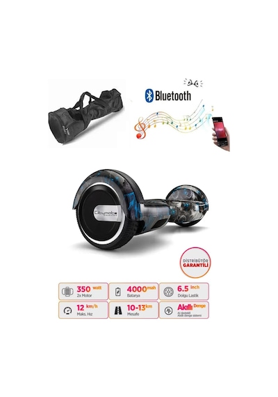 Citymate Elektrikli Kaykay Hoverboard Akıllı Denge 6.5 Inch + Hoverkart + Çanta Extrem Paket D18