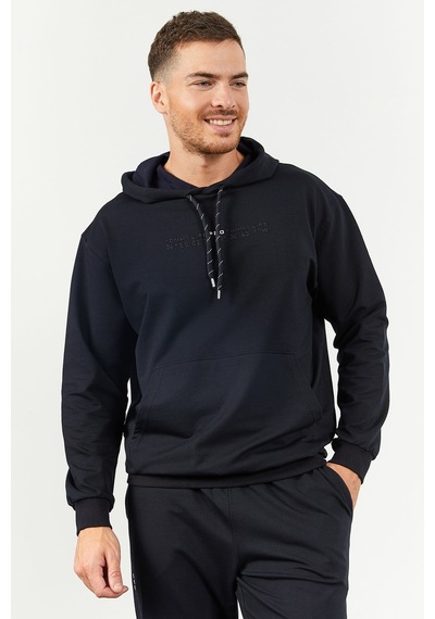 Tommy Life Lacivert Kapüşonlu Kanguru Cep Lastik Paça Erkek Oversize Eşofman Takımı - 85117 Lacivert