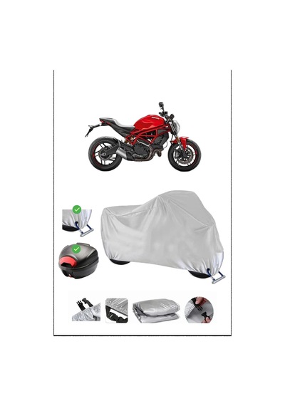 Ducatı Monster797 Arka Çanta Kilit Uyumlu Su Geçirmez Motosiklet Brandası-gri