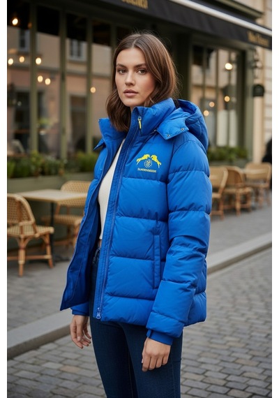 Famoda Kapüşonlu Yağmur Ve Rüzgar Geçirmez Oversize Kadın Mont Mavi