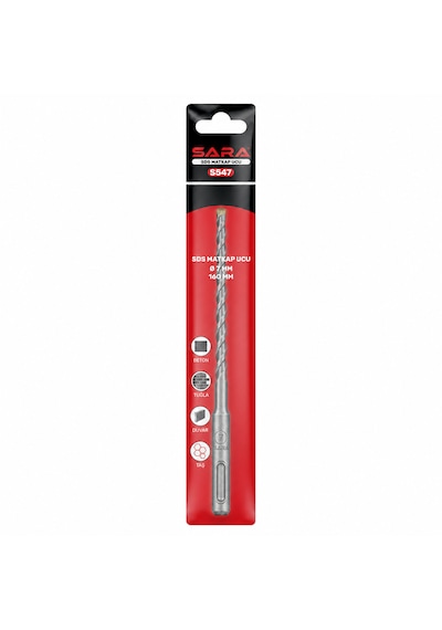 Sara S-547 Sds Plus Matkap Ucu 7 X 160 Mm, 2 Kesicili, Tungsten Karbür Uçlu