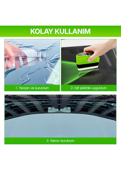 Araç Camı Yağ Filmi Temizleme Süngeri 150 Ml Buğu Önleyici, Yağmur Kaydırıcı, Cam Ve Ayna Temizleyici, Kuş Pisliği Ve Böcek Kalıntısı Giderici